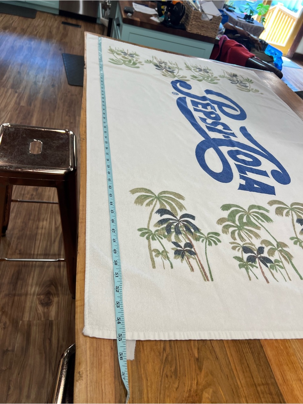 Pepsi Tropical Palm Logo Beach Towel in Blue and Green - Picture 2 of 5